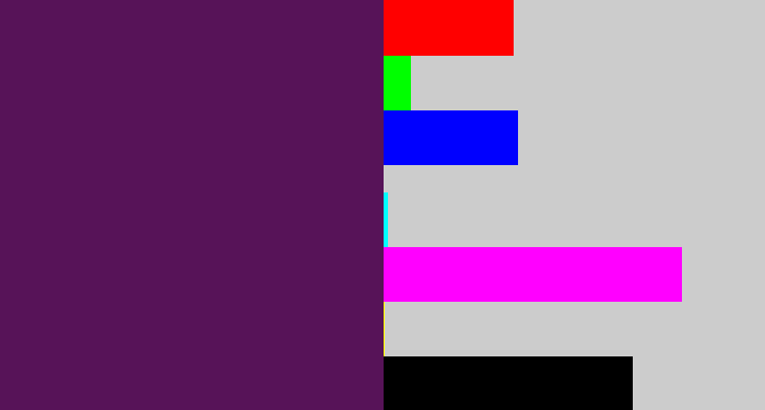 Hex color #571358 - grape purple
