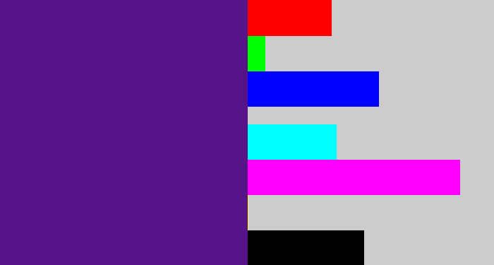 Hex color #571388 - royal purple