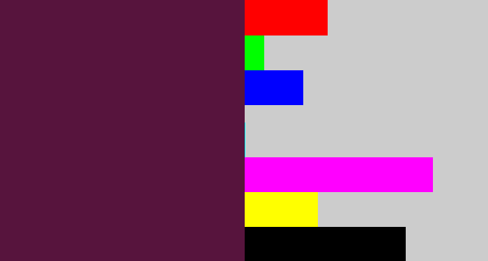 Hex color #57143d - plum