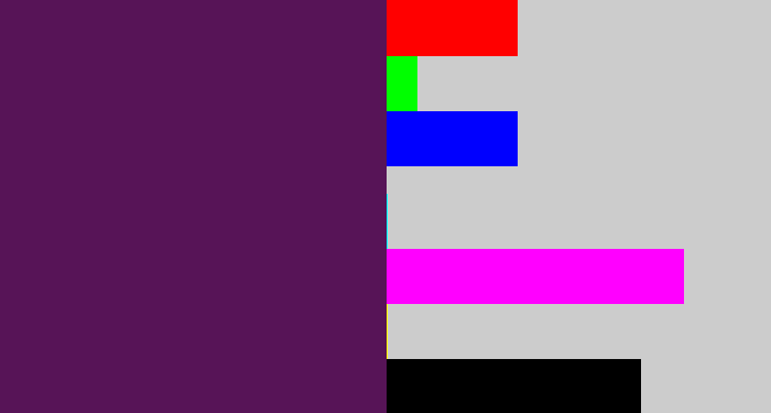 Hex color #571457 - grape purple