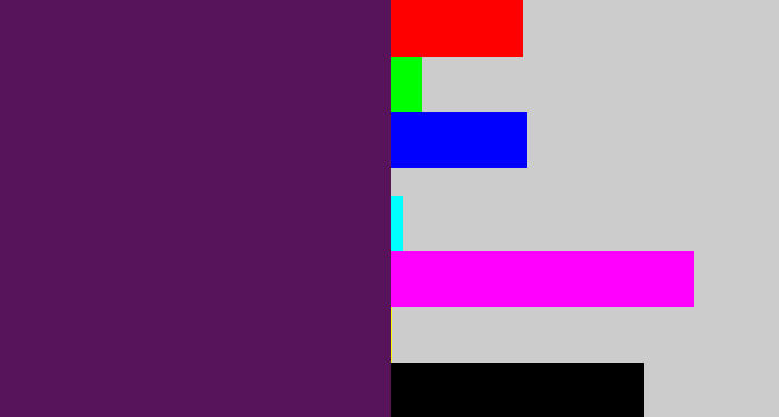 Hex color #57145a - grape purple