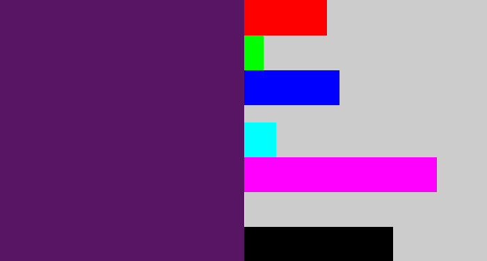 Hex color #571564 - grape purple