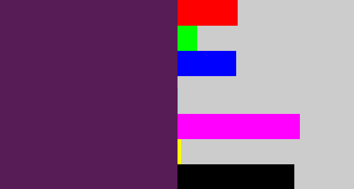 Hex color #571b55 - grape purple