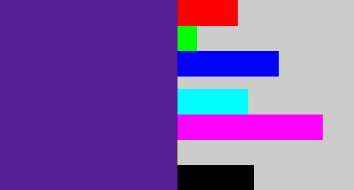 Hex color #571b92 - purple