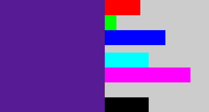 Hex color #571b95 - purple