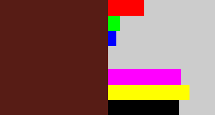 Hex color #571c15 - reddy brown