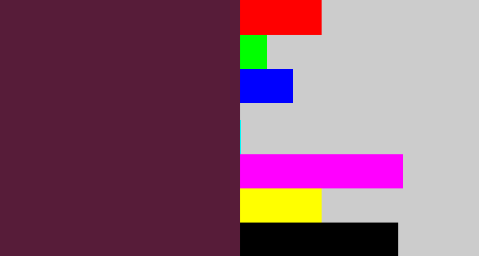 Hex color #571c39 - plum