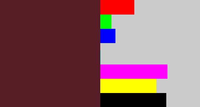 Hex color #571d26 - plum