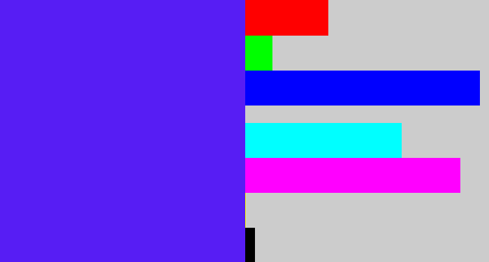 Hex color #571df4 - purplish blue