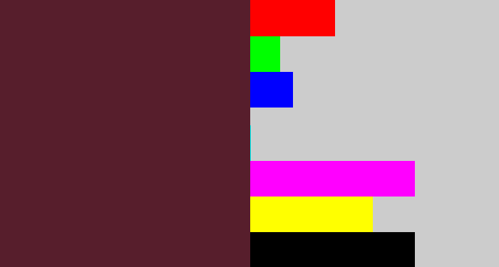 Hex color #571e2c - plum