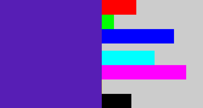 Hex color #571eb5 - blue purple