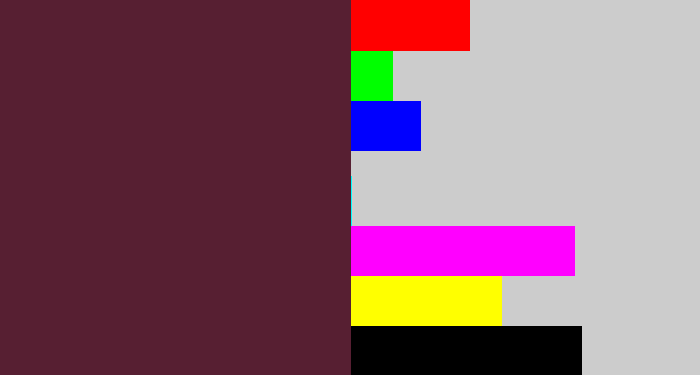Hex color #571f32 - plum
