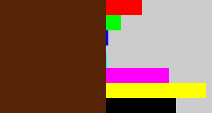 Hex color #572405 - brown