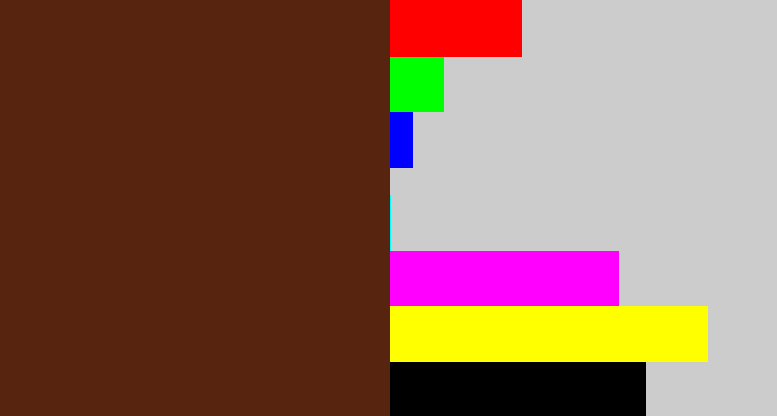 Hex color #572410 - brown