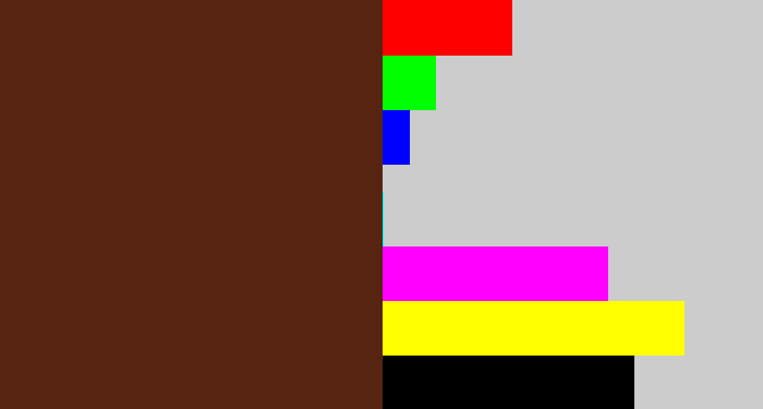 Hex color #572412 - brown