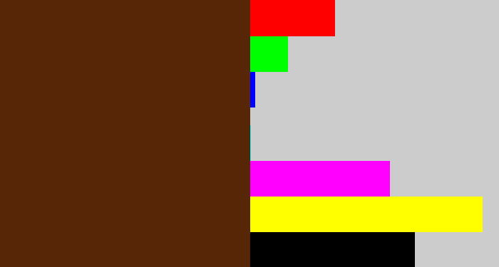 Hex color #572606 - brown
