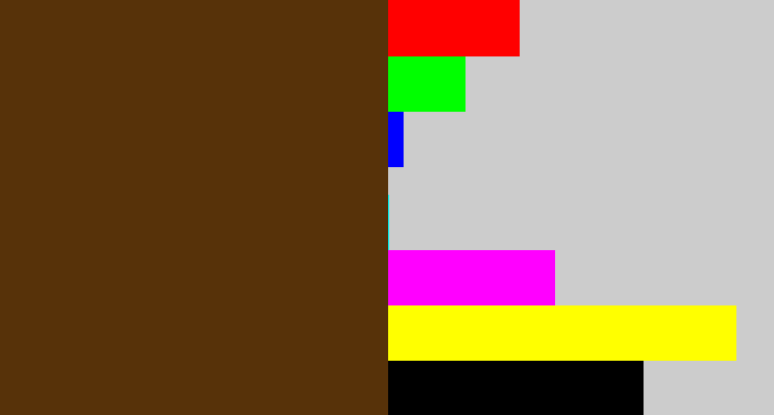 Hex color #573209 - brown