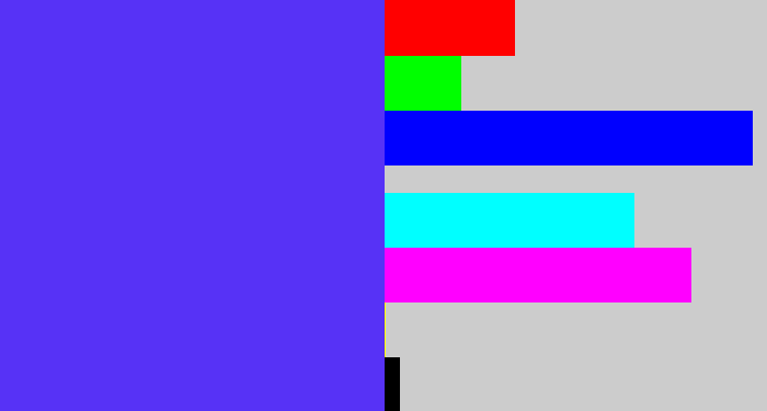Hex color #5732f6 - purpley blue