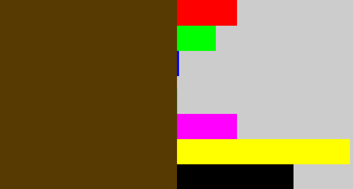 Hex color #573902 - brown
