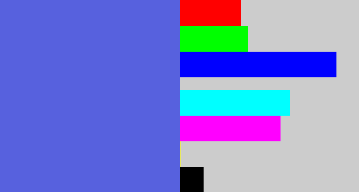 Hex color #5761de - warm blue