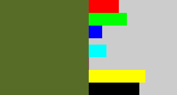 Hex color #576d27 - camo green
