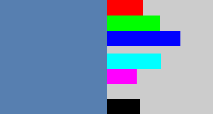 Hex color #577fb0 - off blue