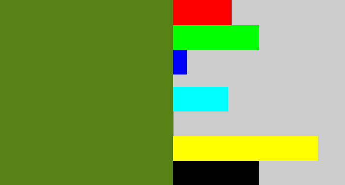 Hex color #578015 - sap green