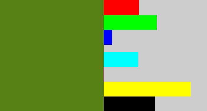 Hex color #578114 - sap green
