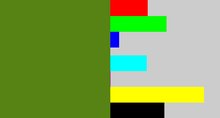 Hex color #578214 - sap green