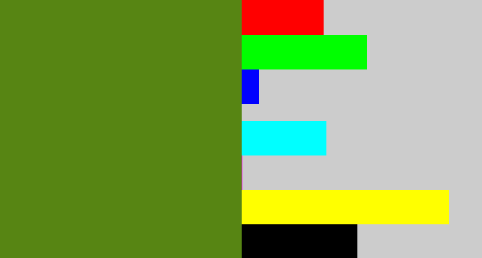 Hex color #578513 - sap green