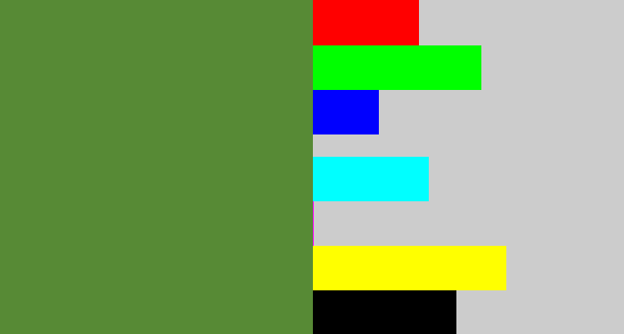Hex color #578a35 - moss green