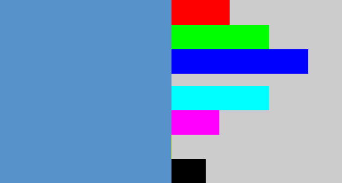 Hex color #5792cb - faded blue