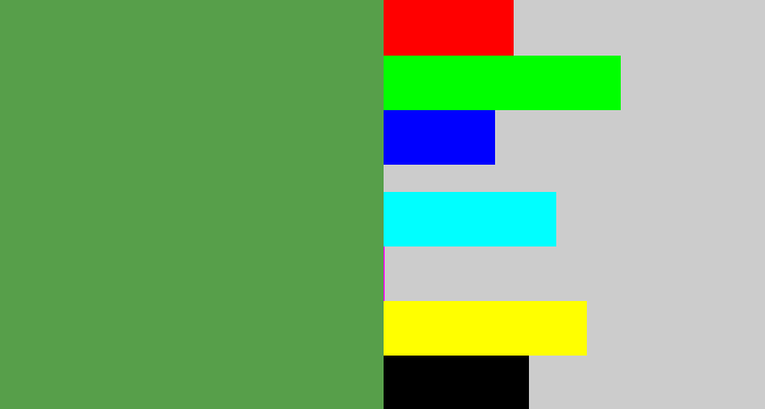 Hex color #579f4a - mid green