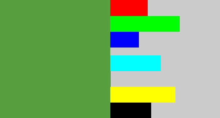 Hex color #57a042 - mid green