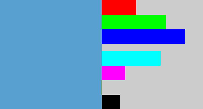 Hex color #57a0d0 - faded blue