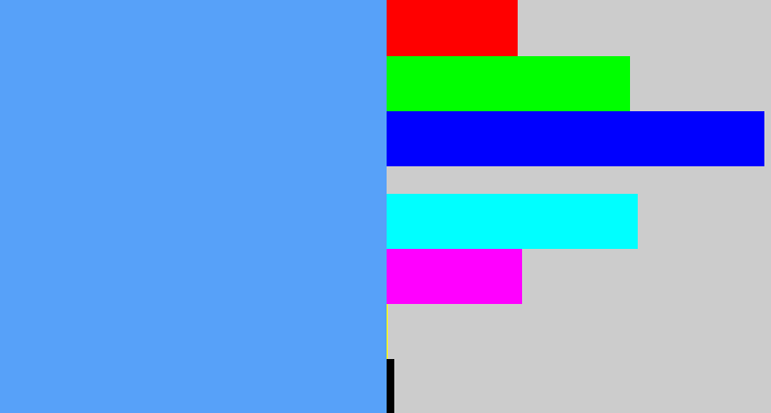 Hex color #57a1f9 - soft blue