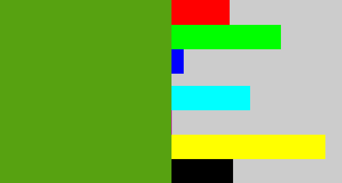 Hex color #57a211 - lawn green