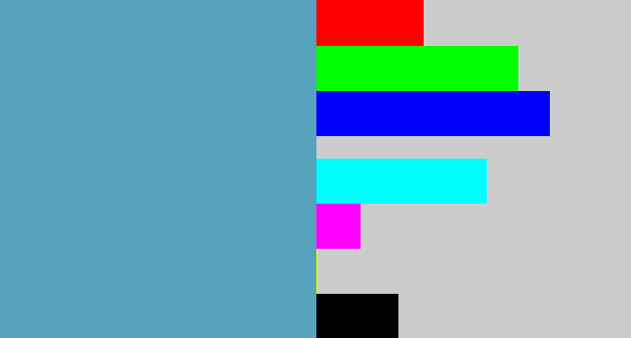Hex color #57a2bd - faded blue