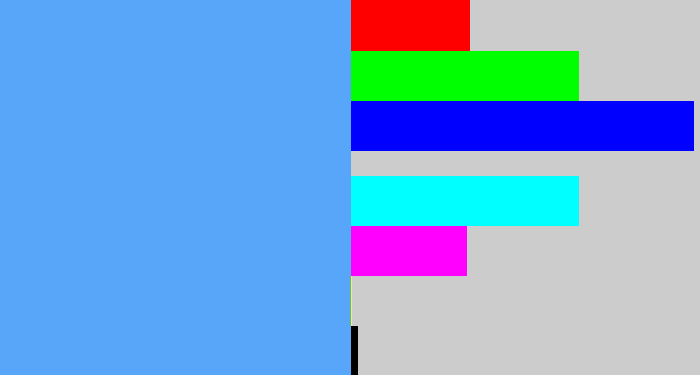 Hex color #57a6f9 - soft blue