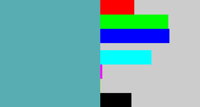 Hex color #57adb1 - greyblue