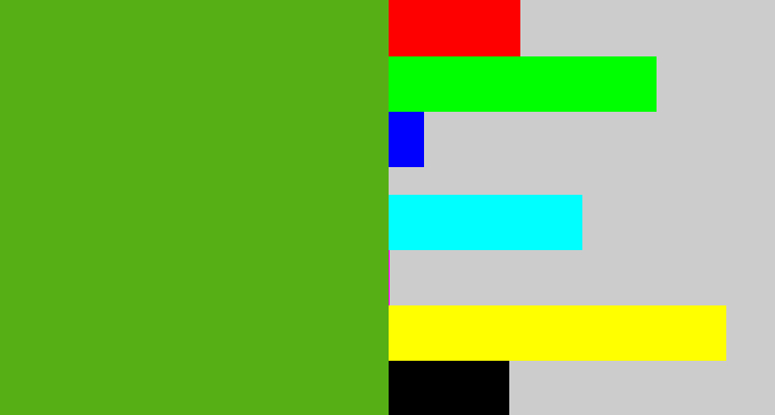 Hex color #57af16 - frog green