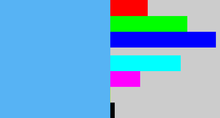Hex color #57b3f4 - sky blue