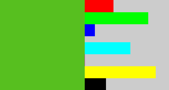 Hex color #57bf1f - frog green