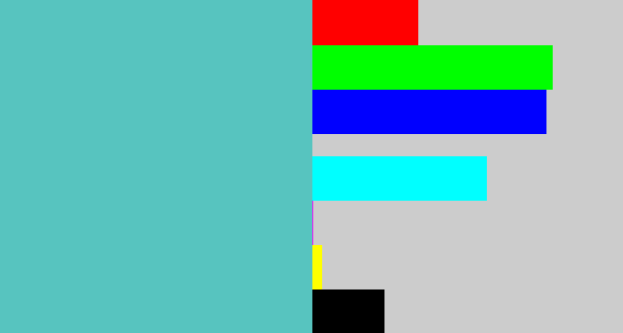 Hex color #57c4bf - seafoam blue