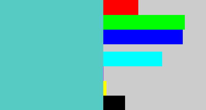 Hex color #57cac4 - seafoam blue