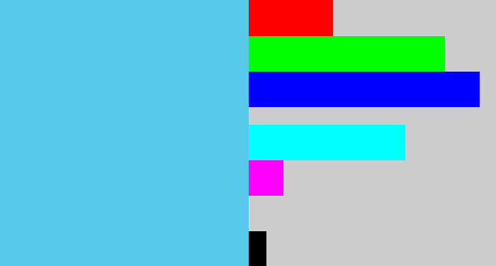 Hex color #57caec - lightblue