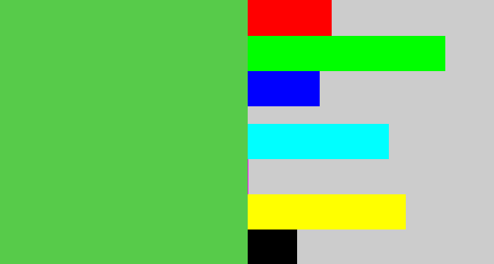 Hex color #57cb4a - fresh green