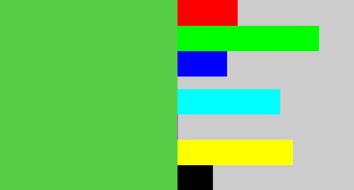 Hex color #57cd47 - fresh green