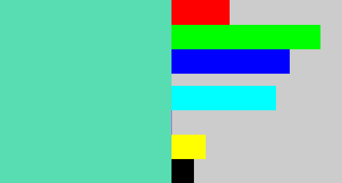Hex color #57ddb1 - light greenish blue