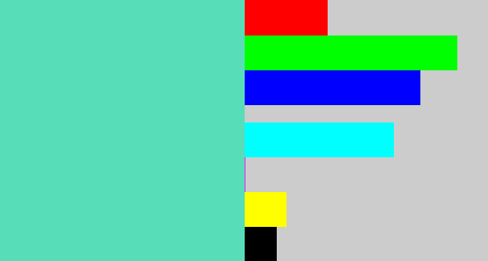Hex color #57ddb8 - light greenish blue